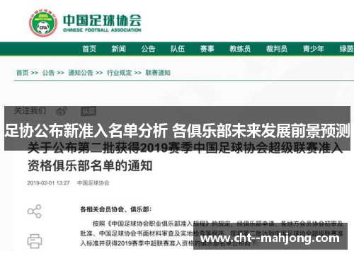 足协公布新准入名单分析 各俱乐部未来发展前景预测